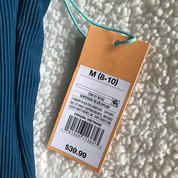 Deep-V One Piece Teal Swimsuit - Picture 2 of 4